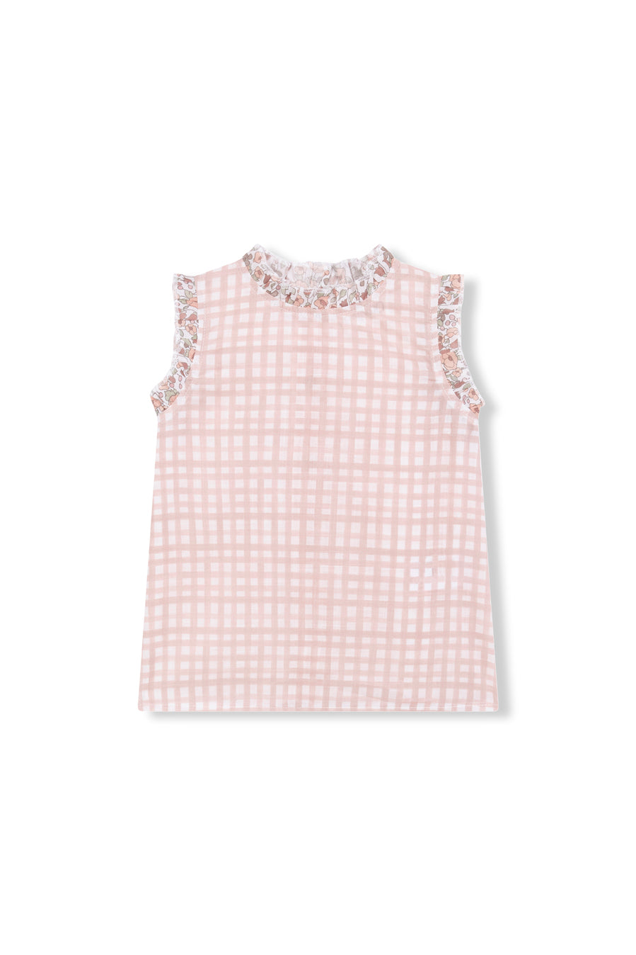 Chemisier Vichy rose et fleuri