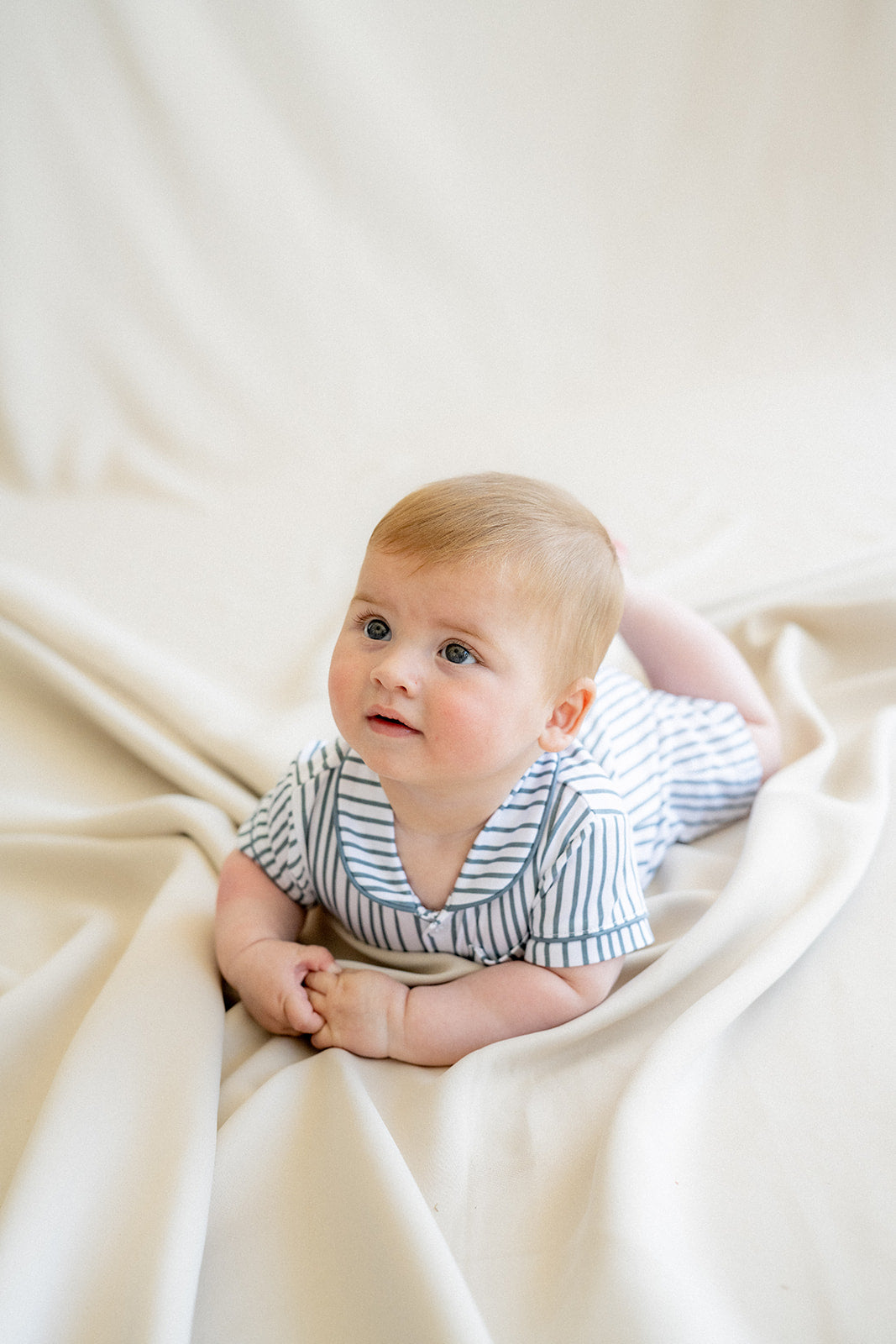 Deep Blue Striped Short Baby Shirt Pajamas
