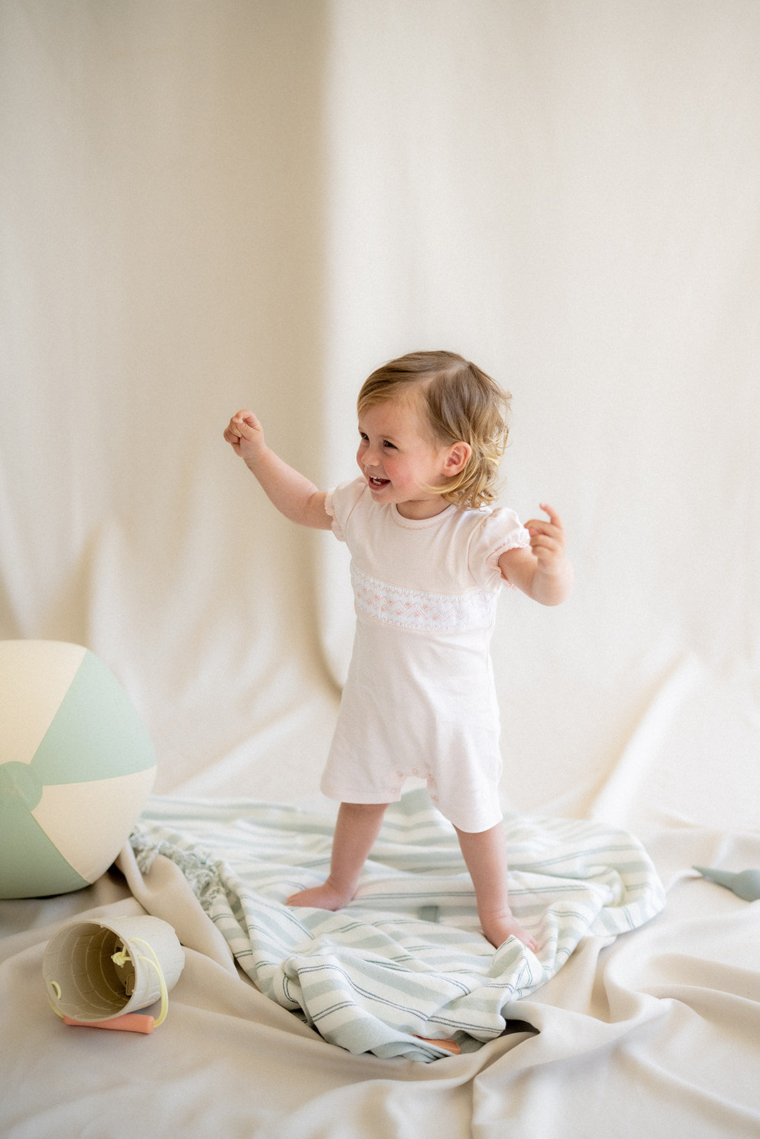 Short Pink Smock Baby Pajamas