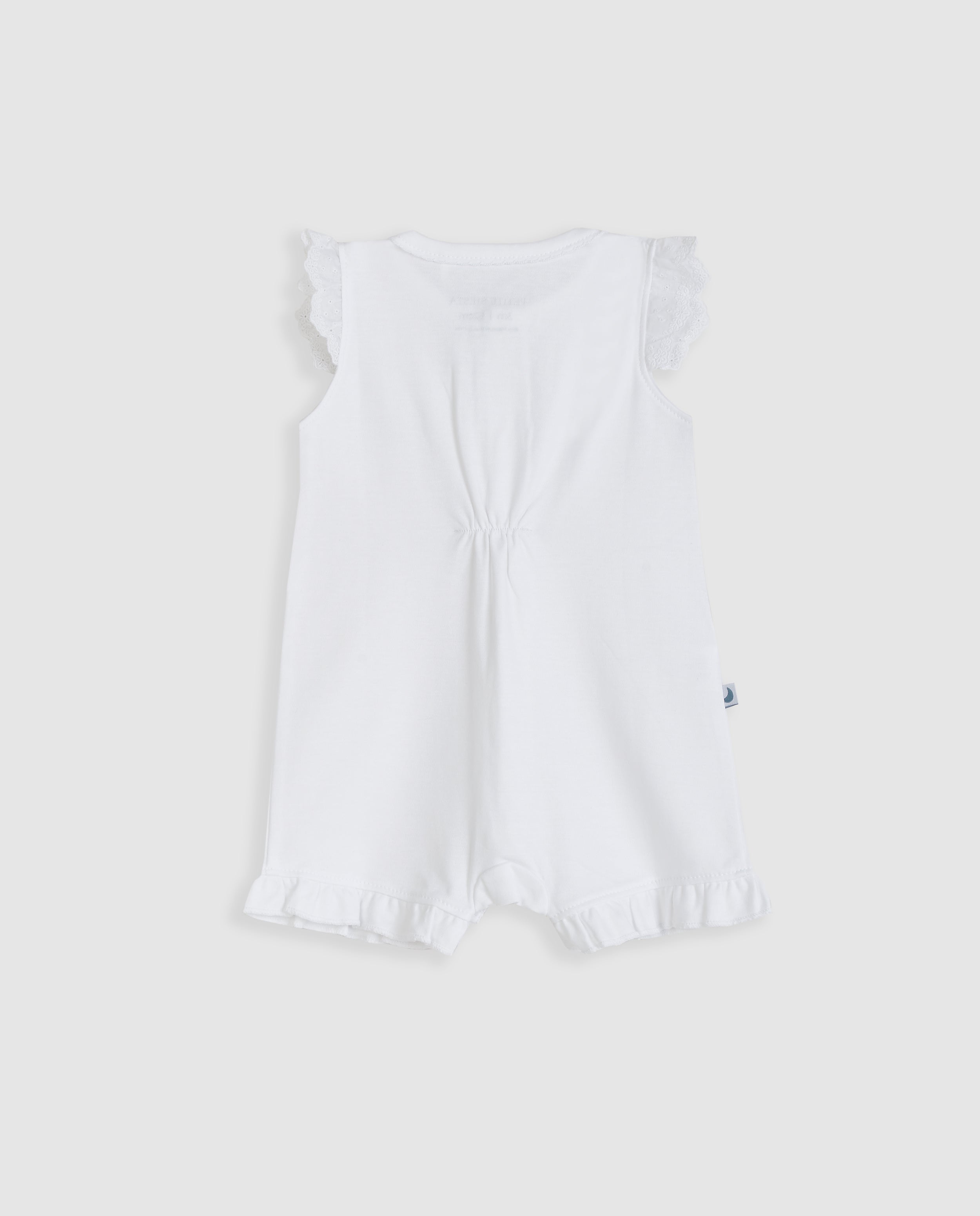White Short Embroidered Strip Baby Pajamas