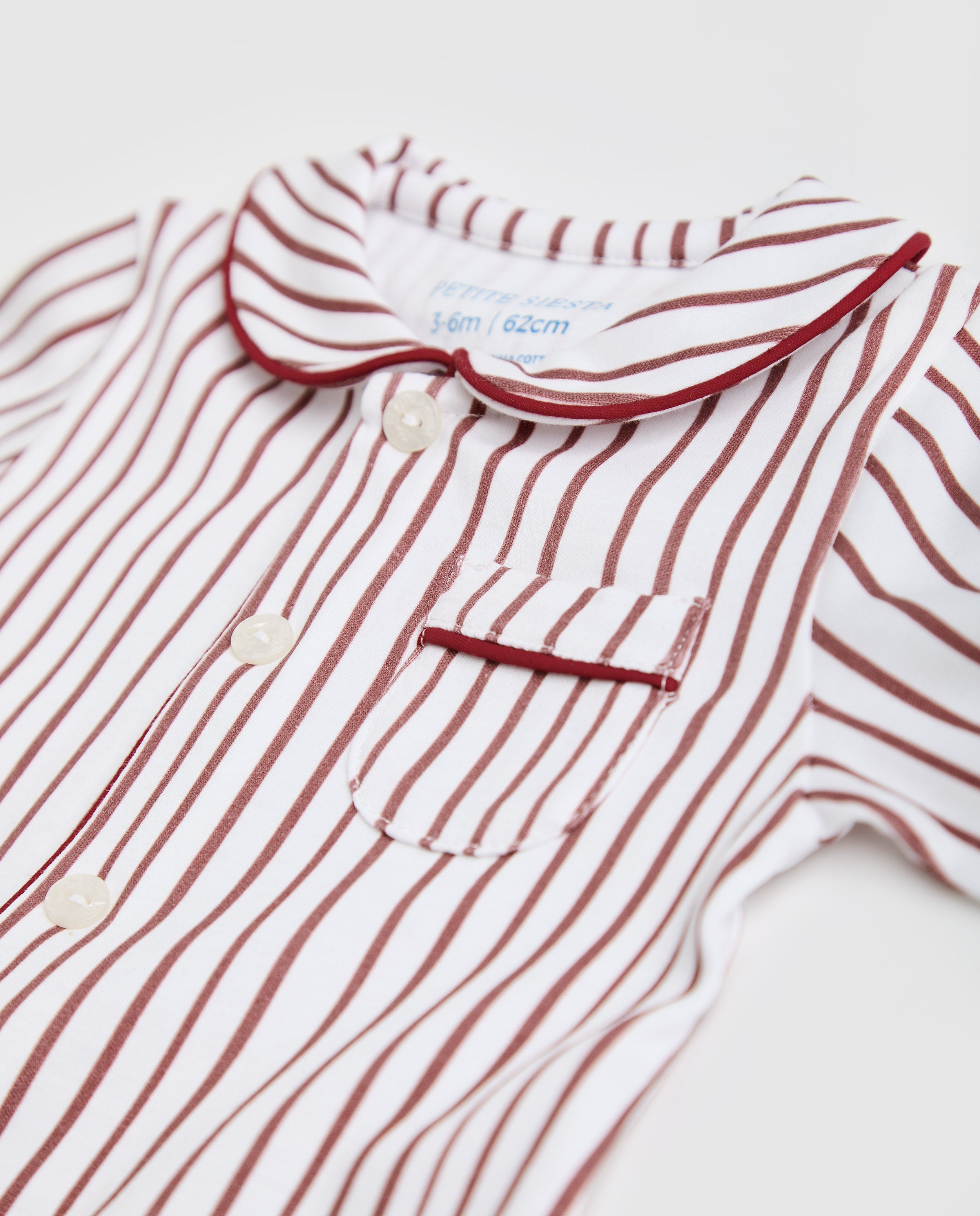 Burgundy Striped Baby Shirt Pajamas