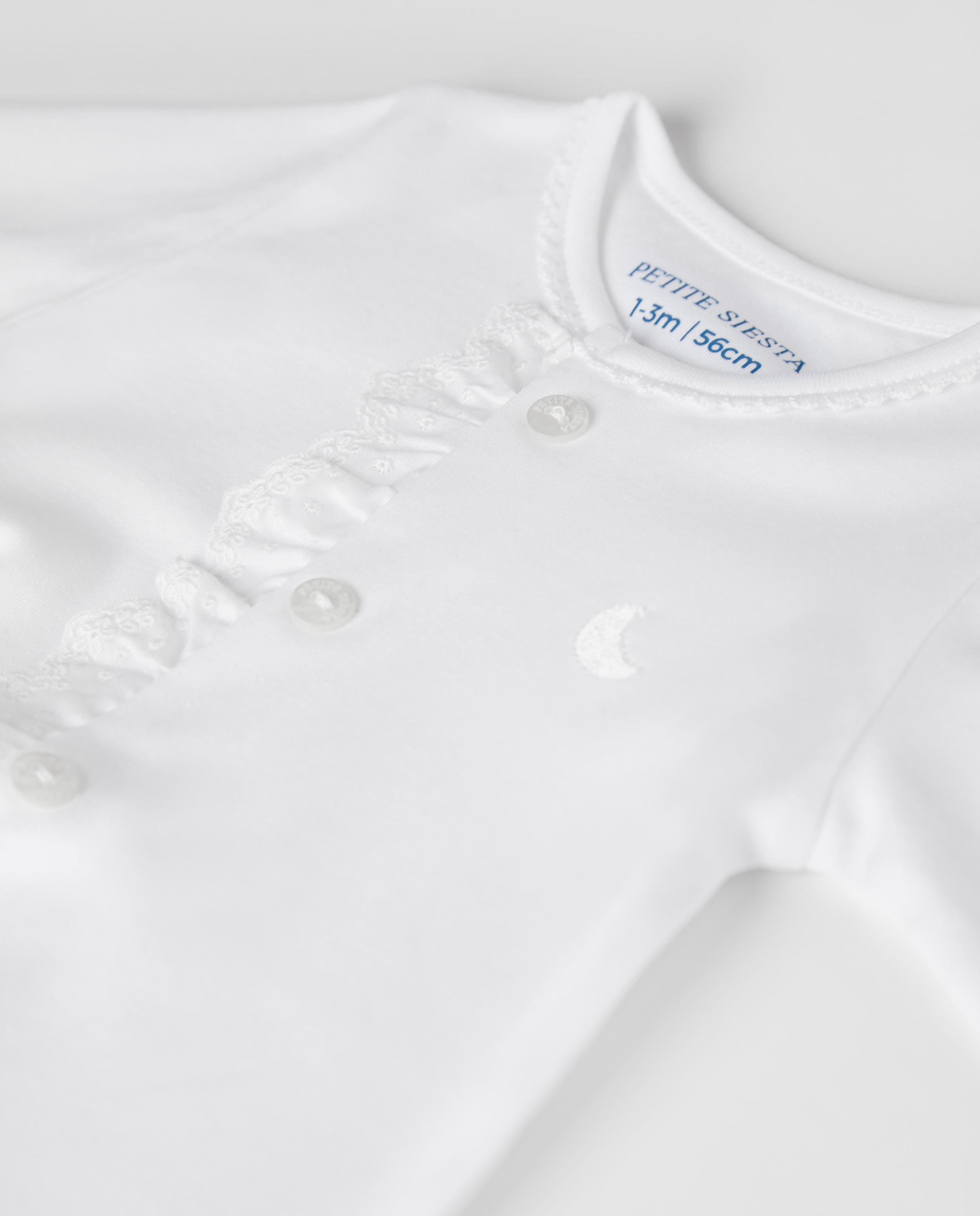 White Embroidered Strip Baby Pajamas