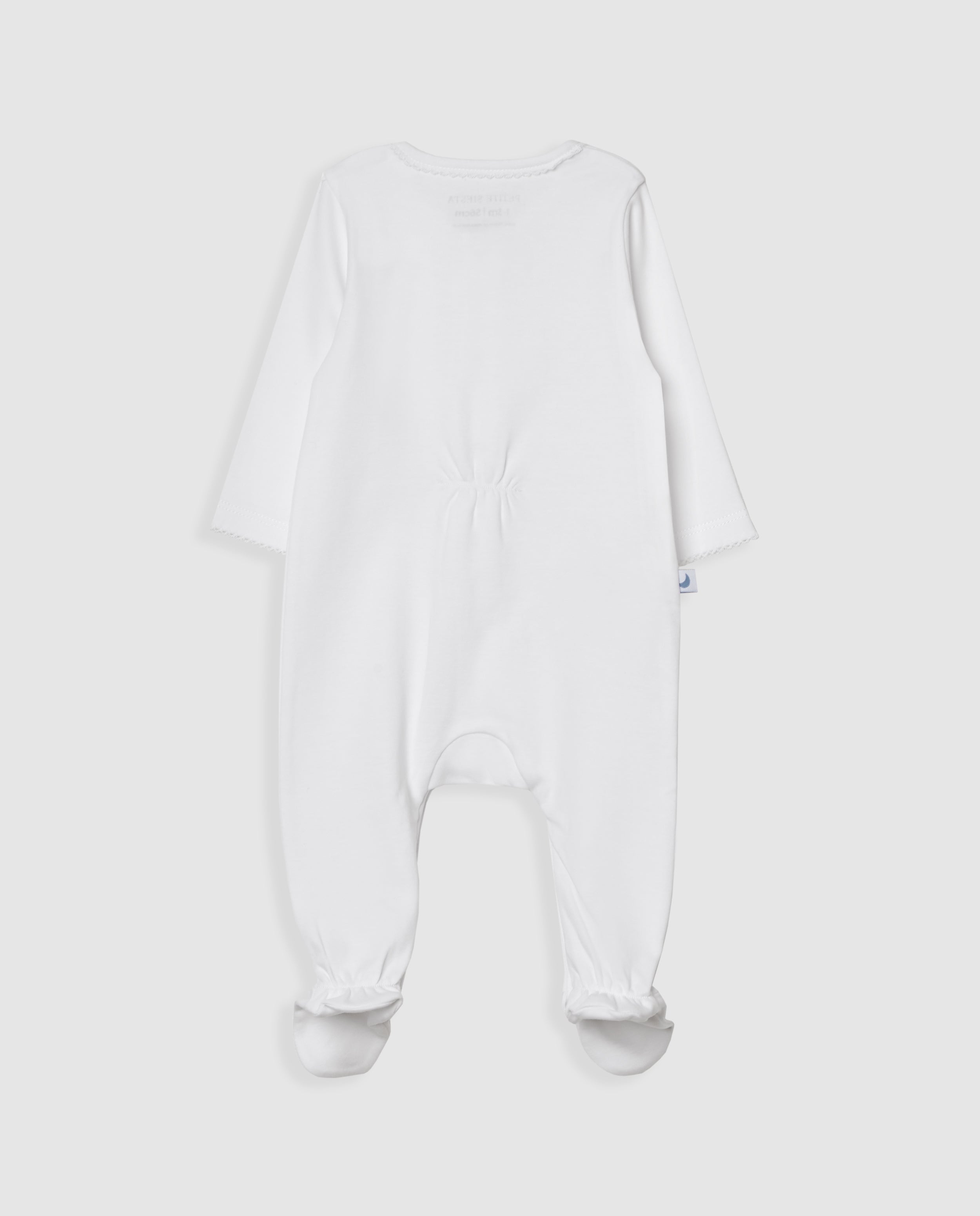 White Embroidered Strip Baby Pajamas