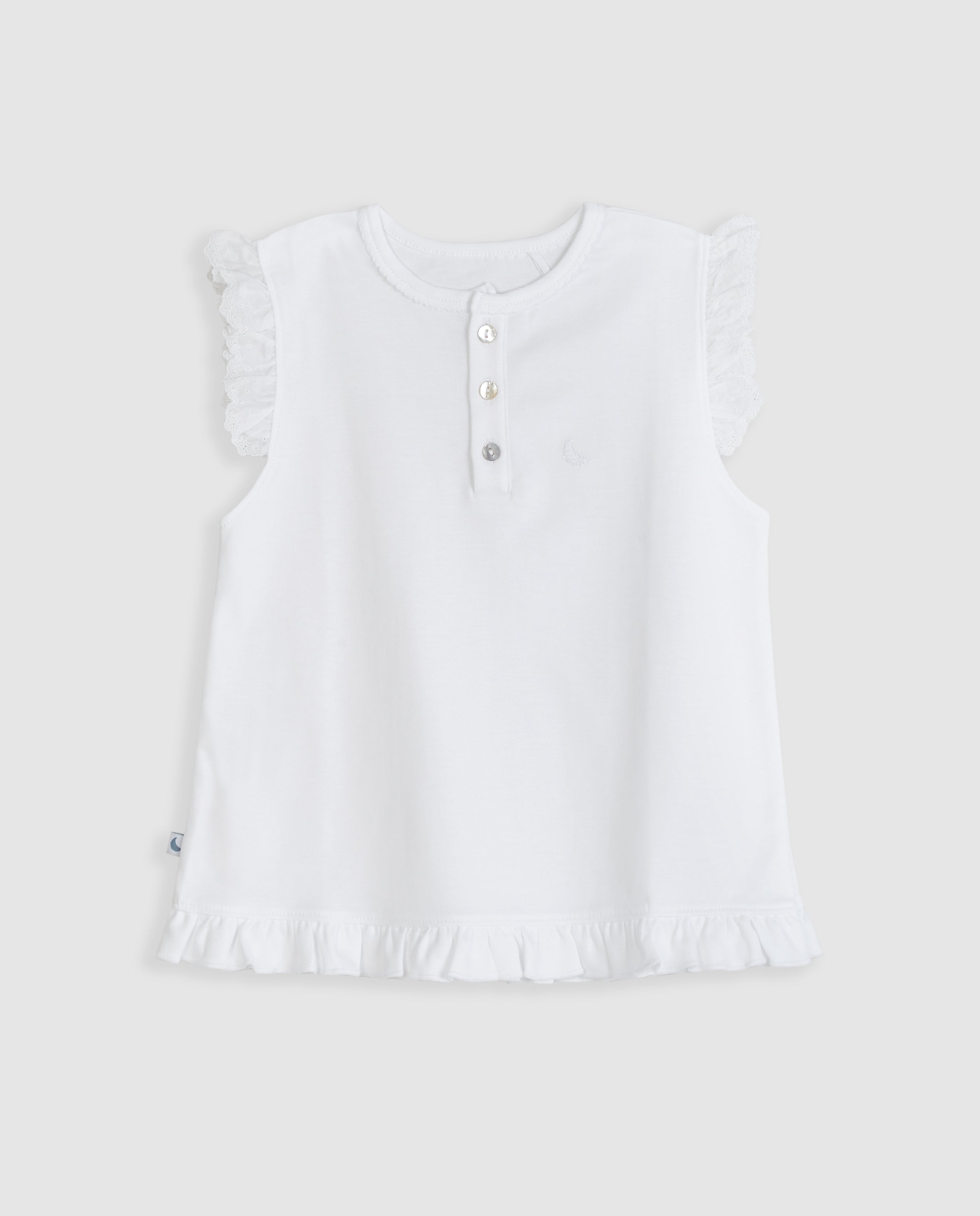 Pyjama enfant à volants et courtes bandes brodées