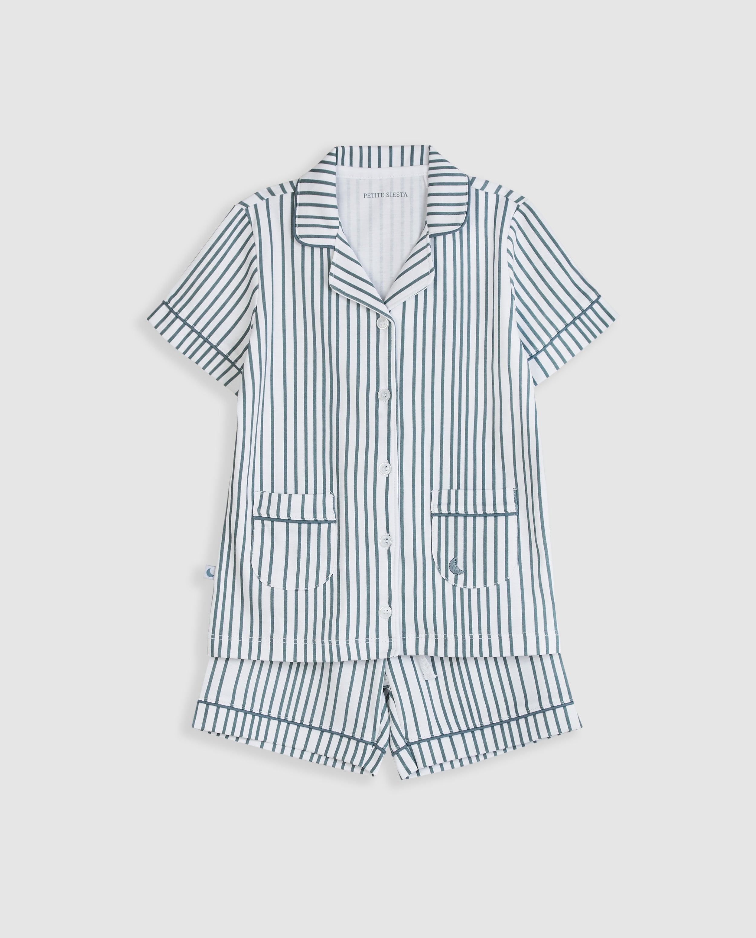 Kids Deep Blue Striped Short Shirt Pyjamas