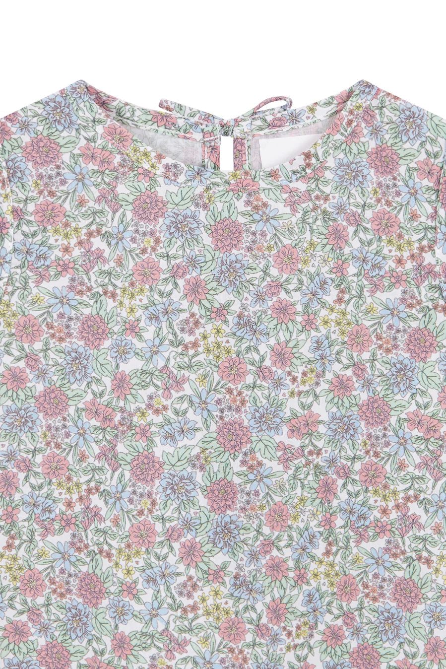 Colorful Floral Bow Blouse