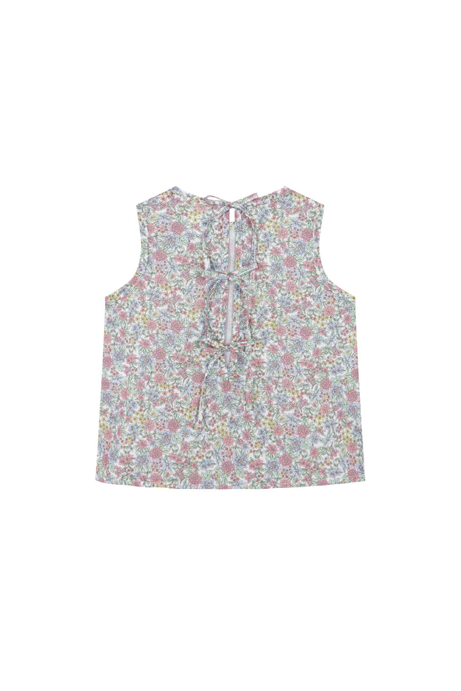 Colorful Floral Bow Blouse