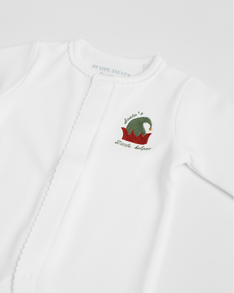 Santa’s Little Helper Embroidered baby pyjamas Naughty elf