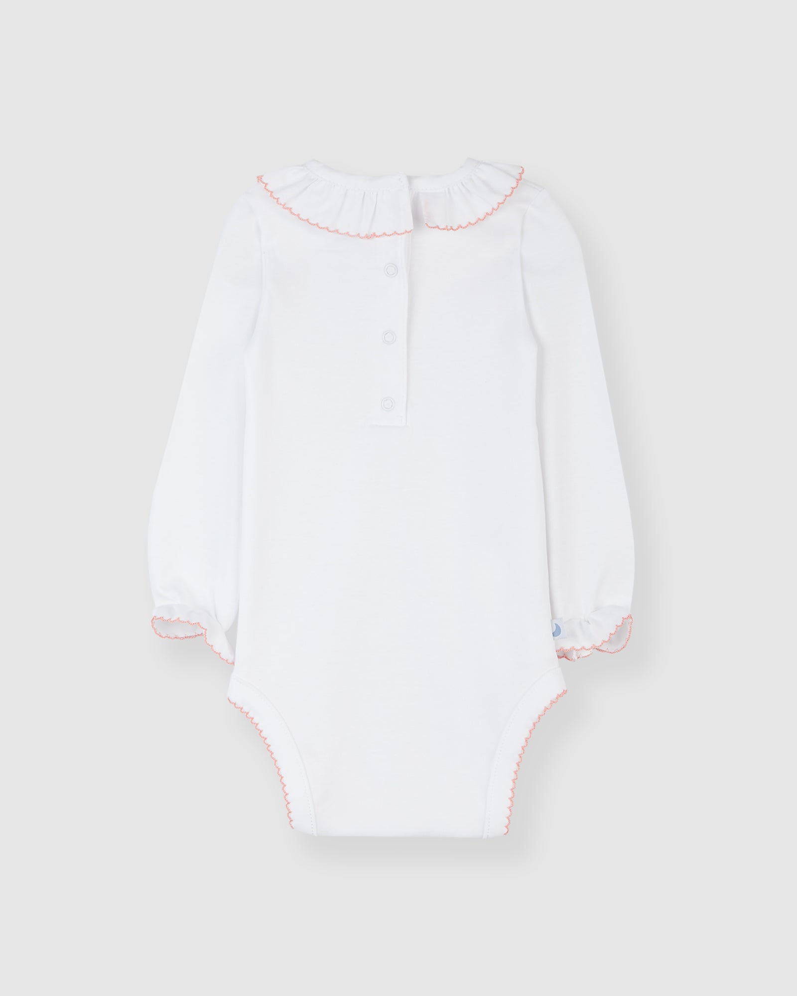 Coral Pink Ruffle Neck Bodysuit