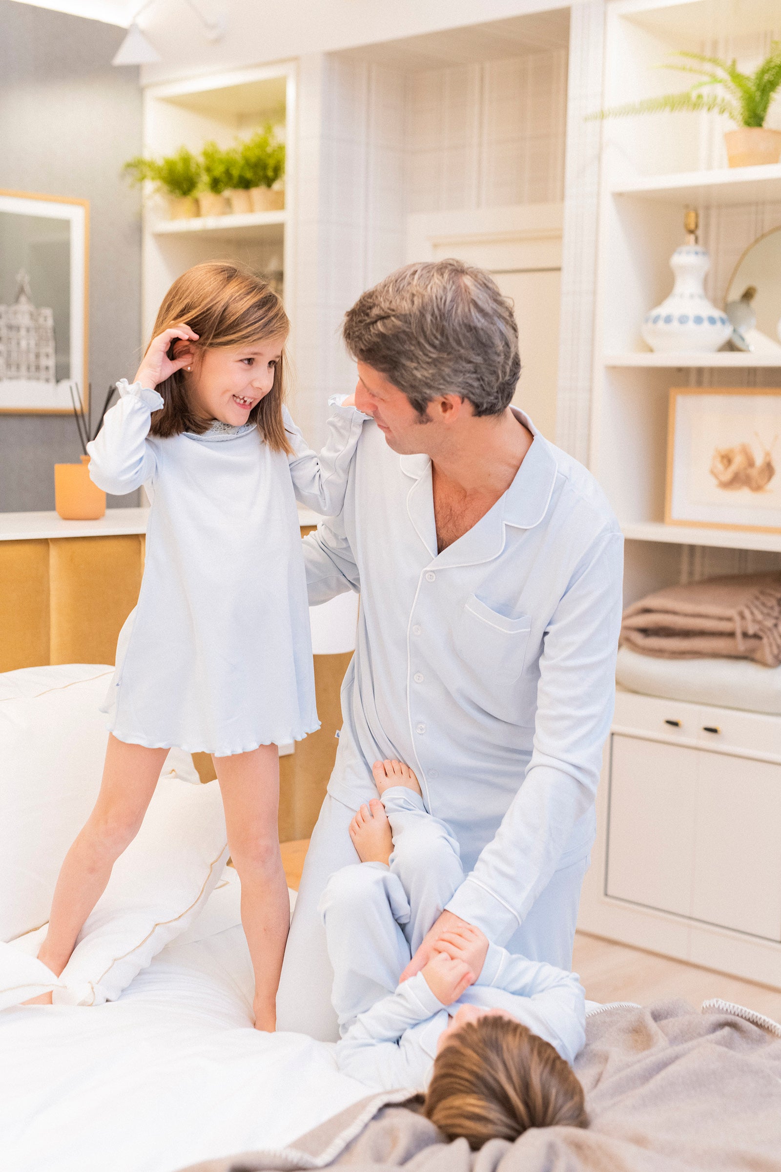Pyjama chemise bleue pour homme
