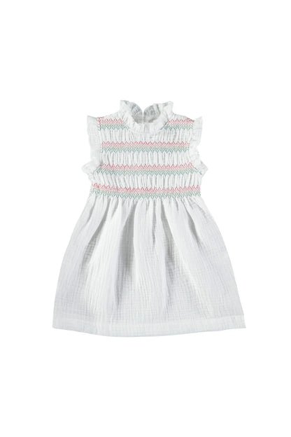 Multicolor Smock White Dress
