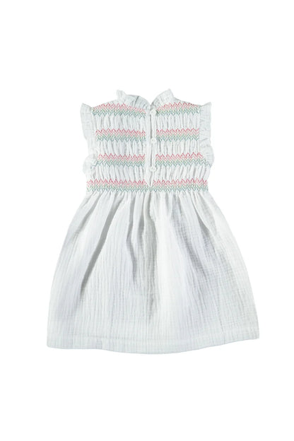 Multicolor Smock White Dress