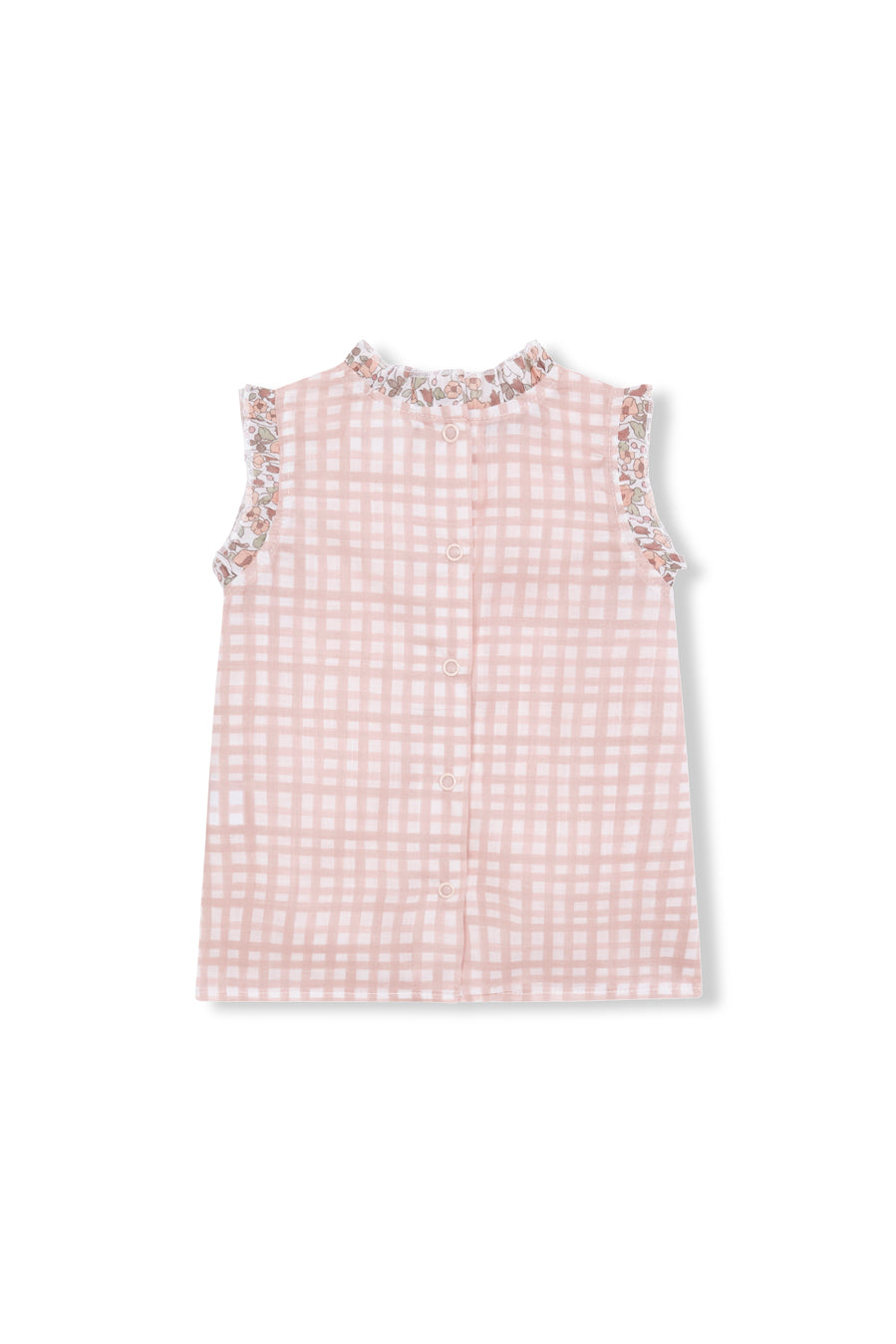 Chemisier Vichy rose et fleuri