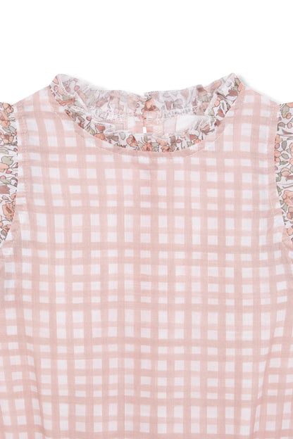 Pink Vichy Romper &amp;amp; Pink Flowers