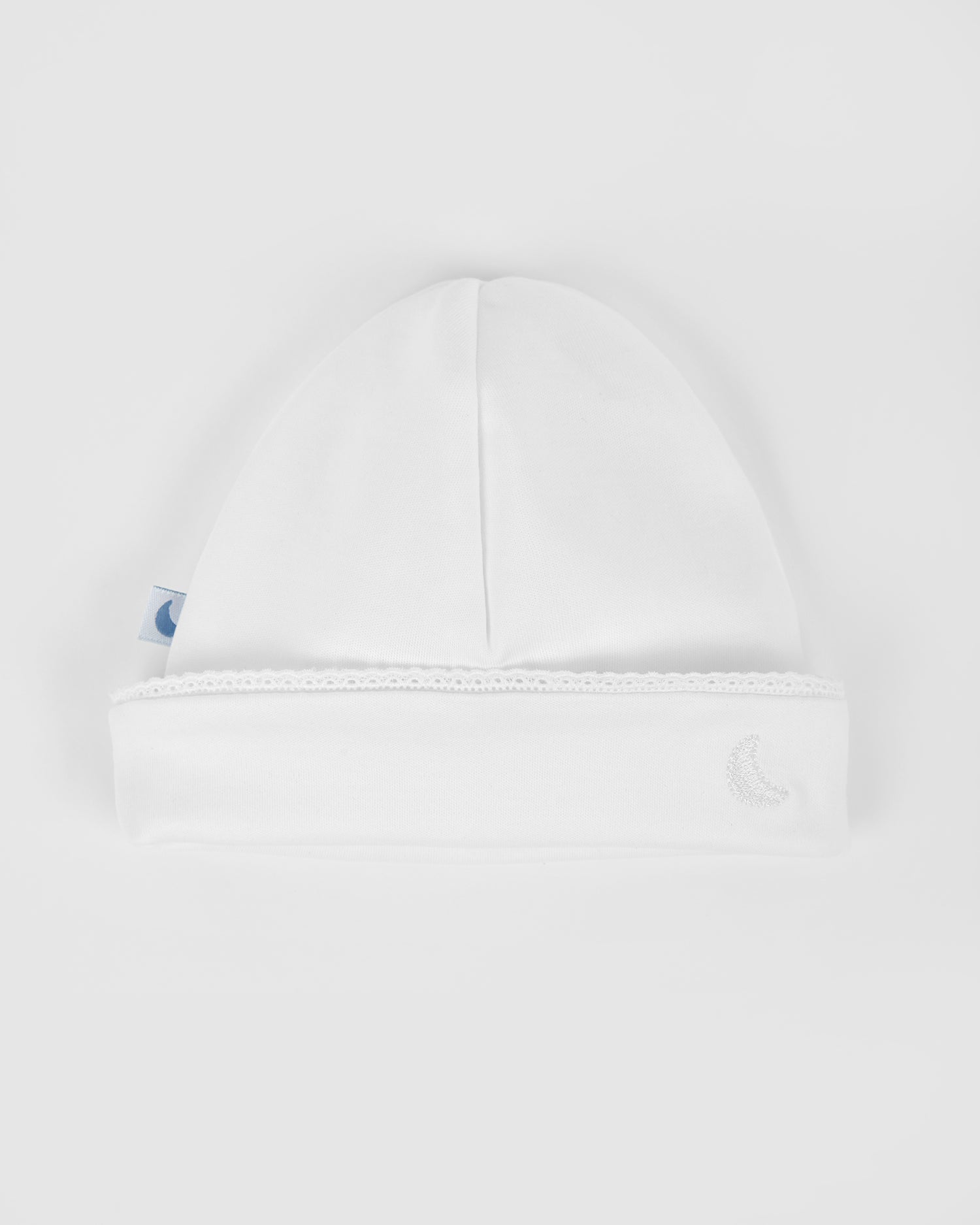 White Embroidered Strip Baby Hat