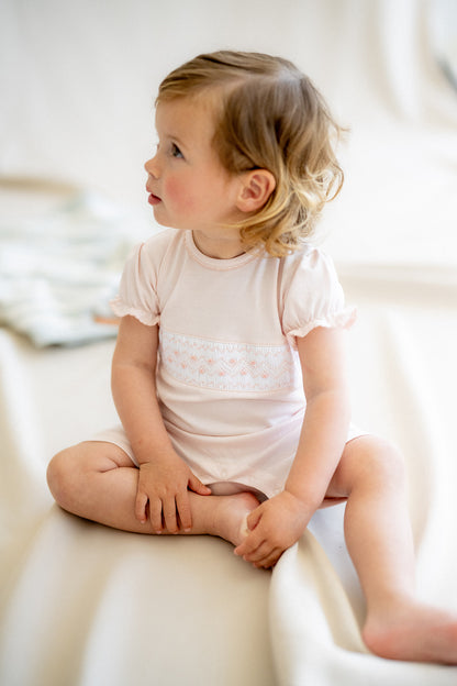 Short Pink Smock Baby Pajamas