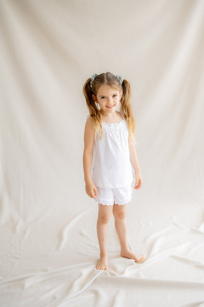 Pyjama enfant blanc à bandes brodées