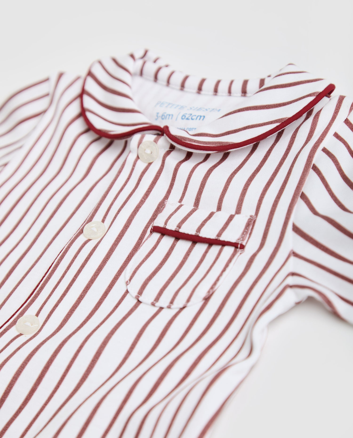 Burgundy Striped Baby Shirt Pajamas