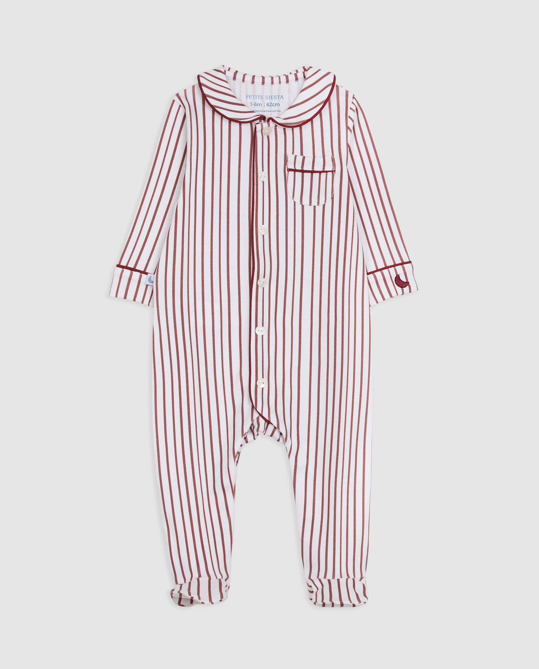 Burgundy Striped Baby Shirt Pajamas