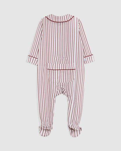 Burgundy Striped Baby Shirt Pajamas