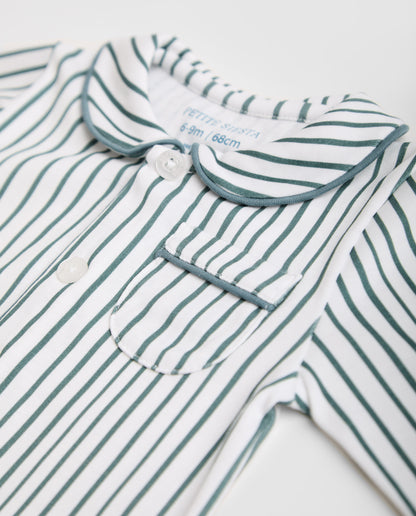 Deep Blue Striped Baby Shirt Pajamas
