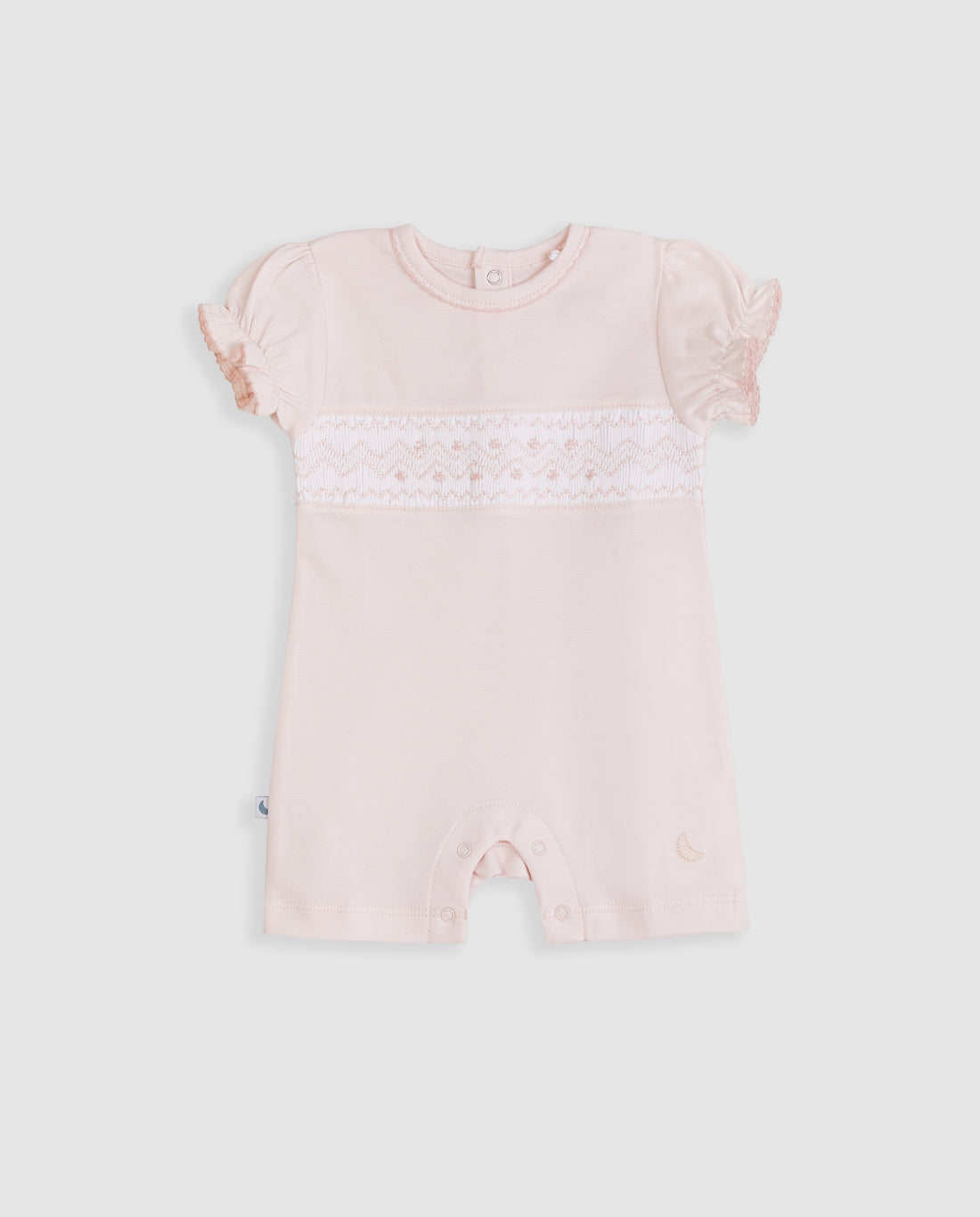 Pyjama bébé court à smocks roses