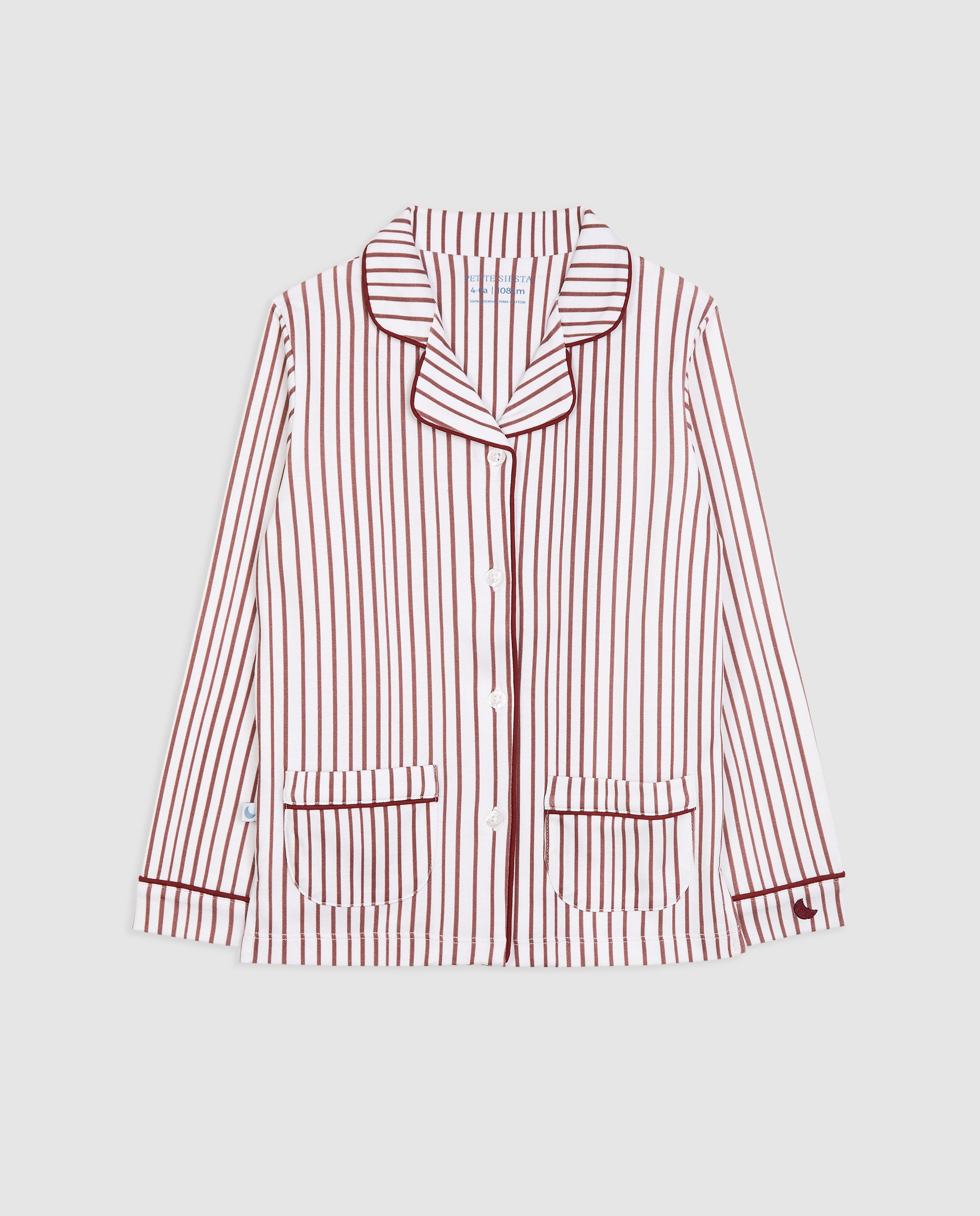 Kids Burgundy Striped Shirt Pyjamas