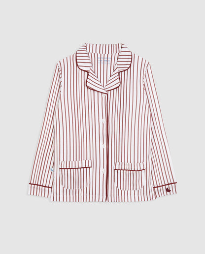 Kids Burgundy Striped Shirt Pyjamas