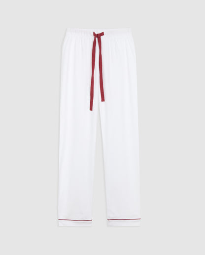 Pyjama chemise blanc bordeaux pour femme