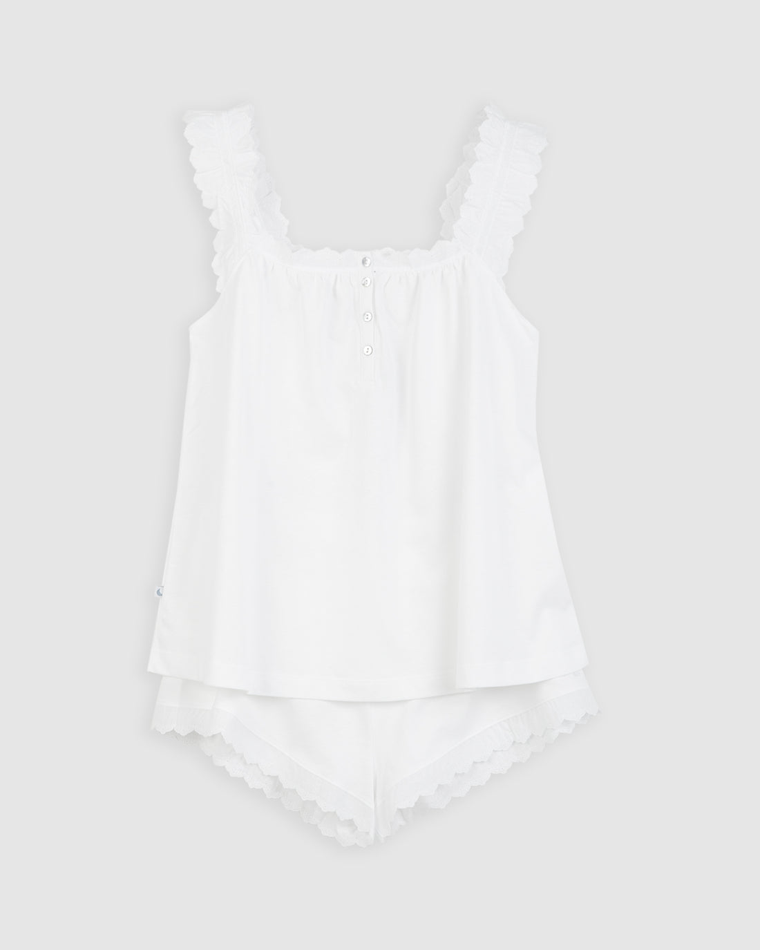 Pijama Mujer Tira Bordada Blanco