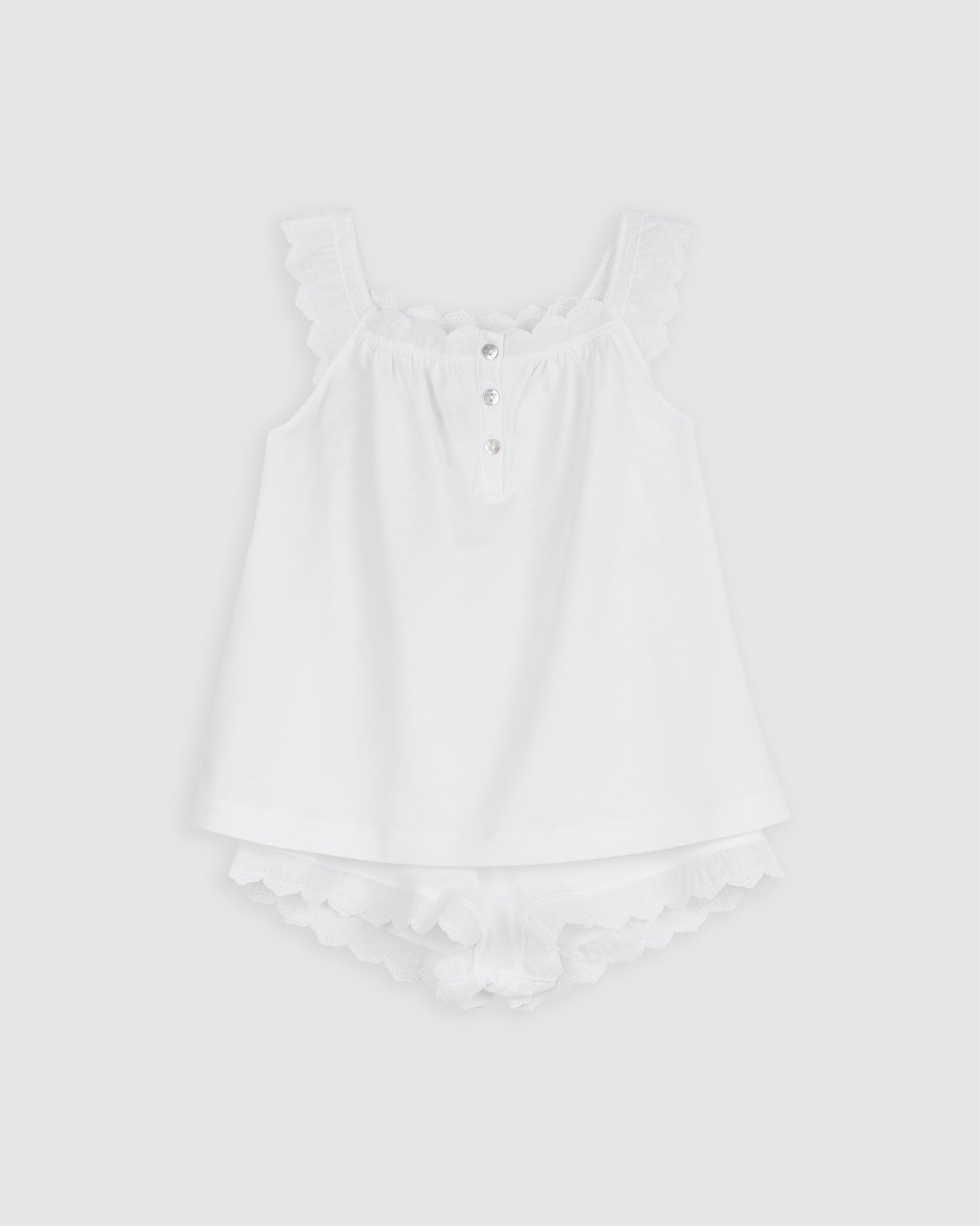 Pyjama enfant blanc à bandes brodées