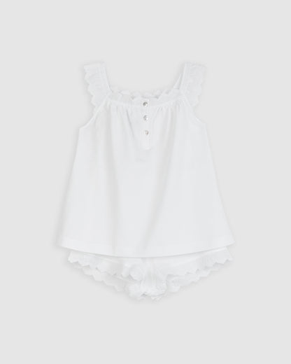 Pyjama enfant blanc à bandes brodées