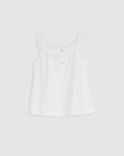 Pyjama enfant blanc à bandes brodées