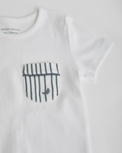 Kids Deep Blue Striped Short Pyjamas