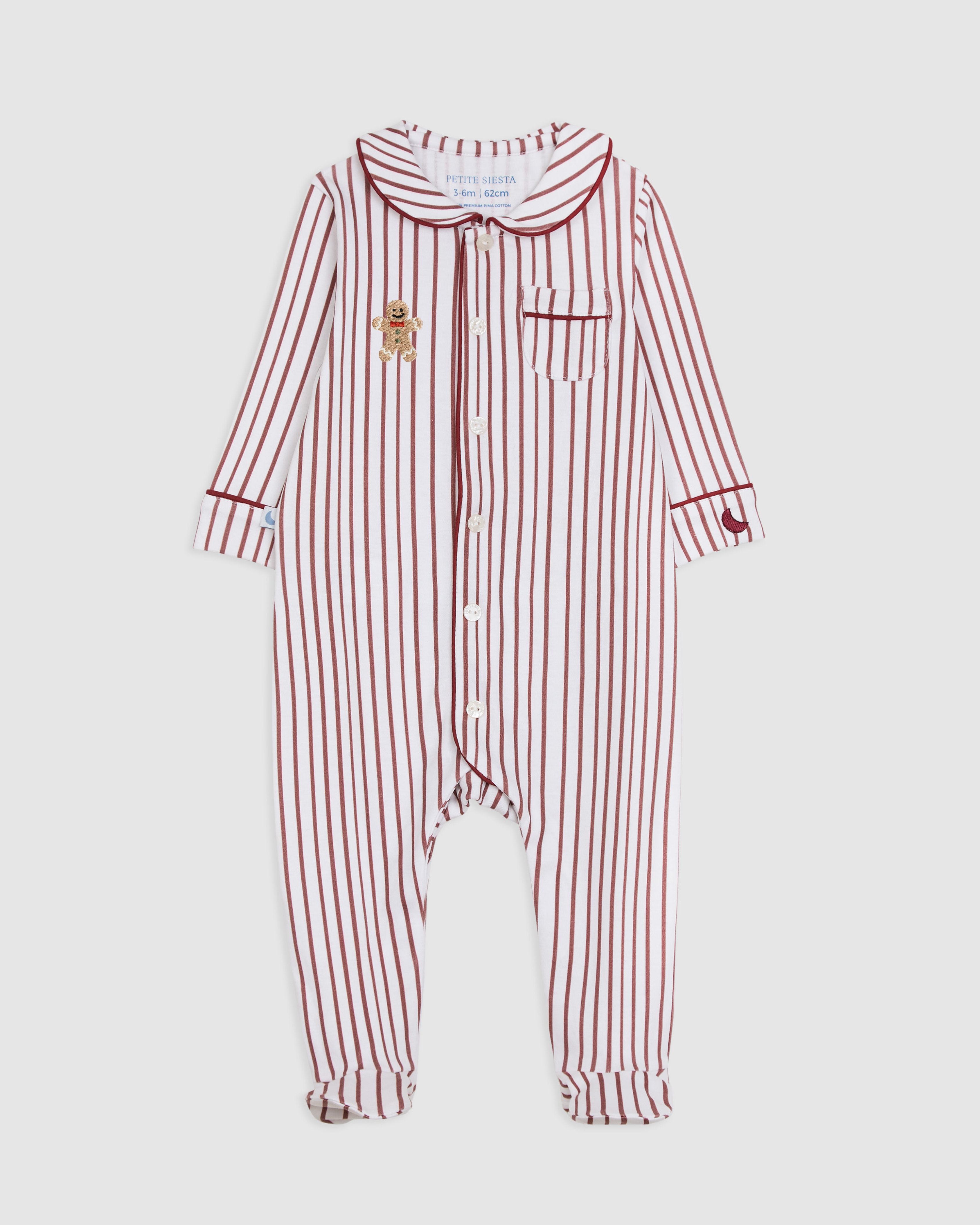 Pyjama bébé rayé bordeaux