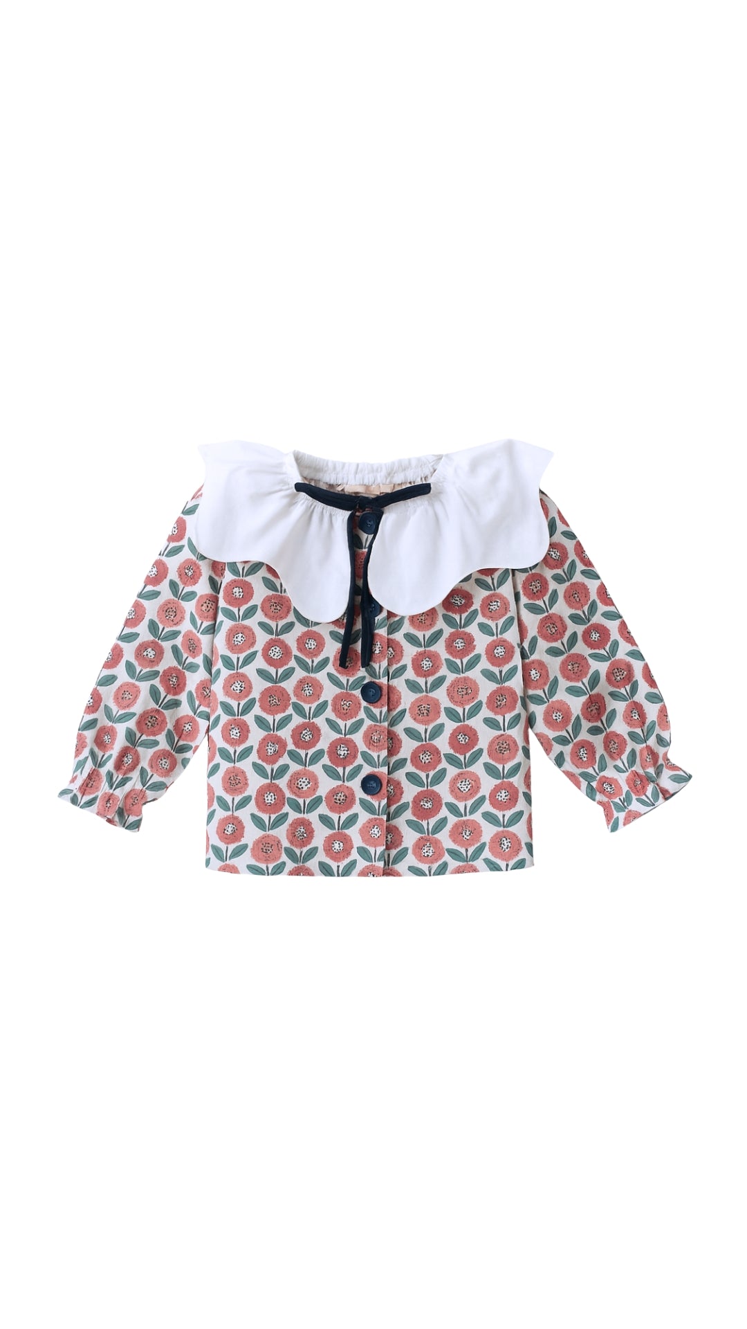 Blusa Flores Grandes Teja &amp; Cuello Blanco Lazada Azul