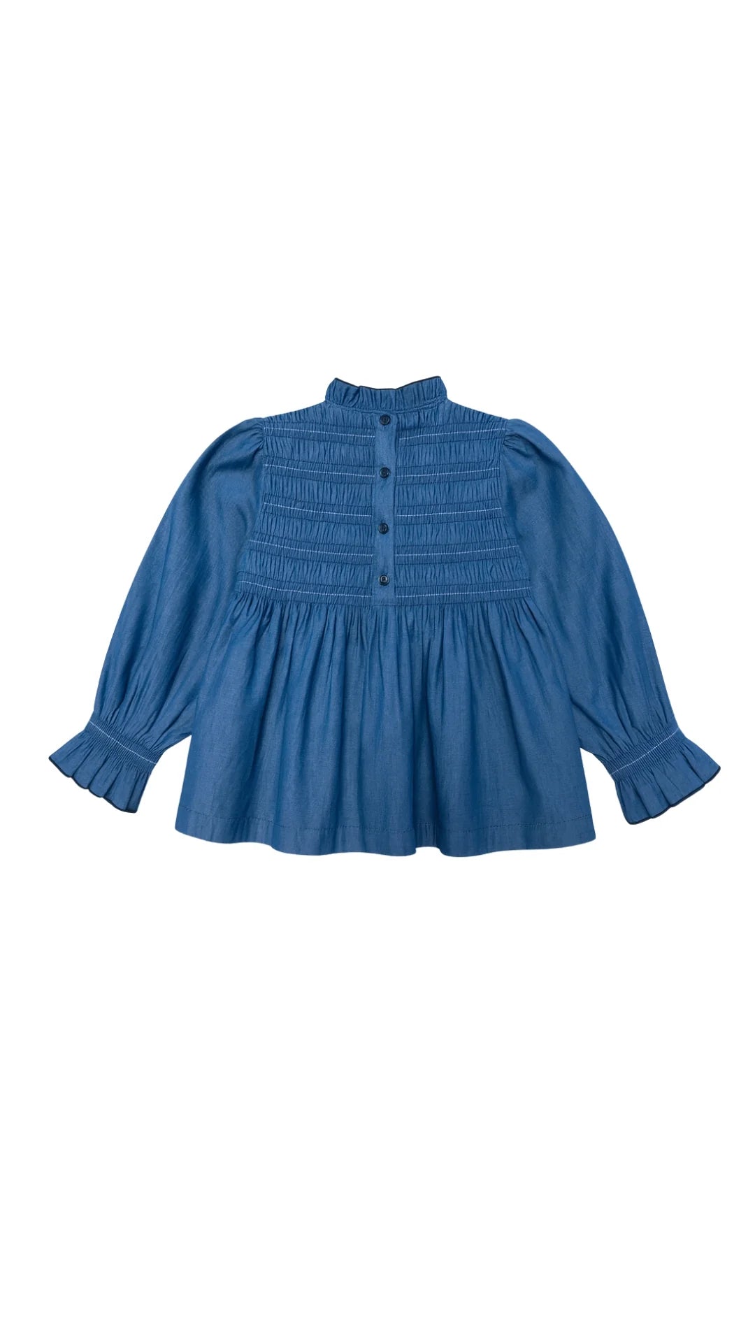 Blusa Denim Smock Azul y Blanco
