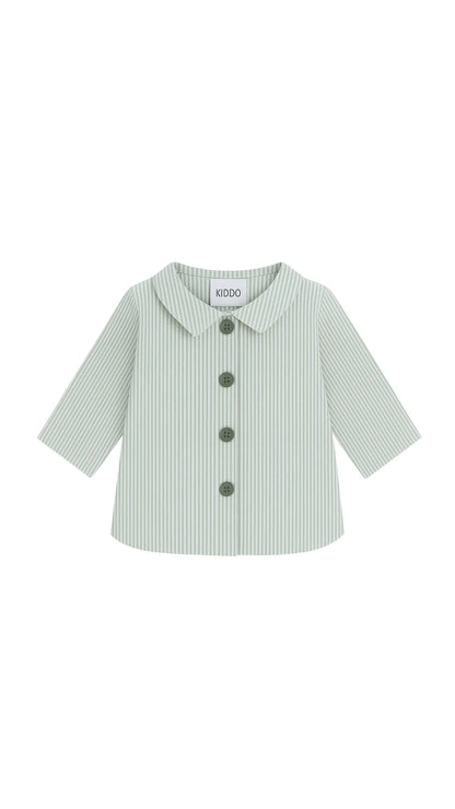 Camisa Cuello Pala Rayas Verdes