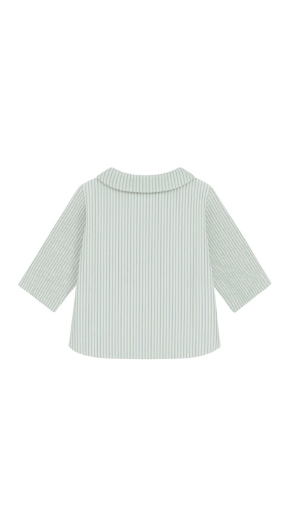 Camisa Cuello Pala Rayas Verdes