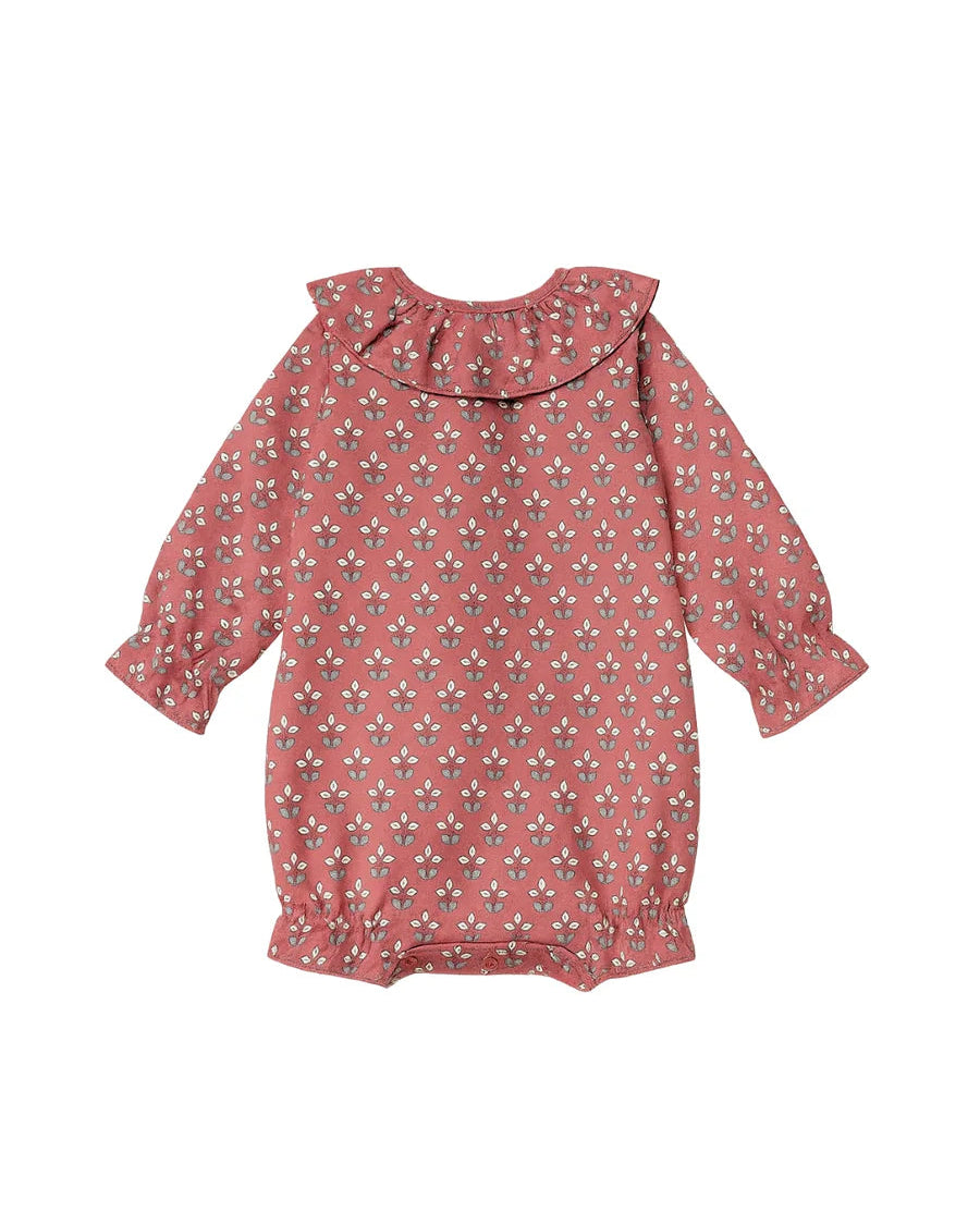 Pelele Cuello Grande Rosa Flores Blancas