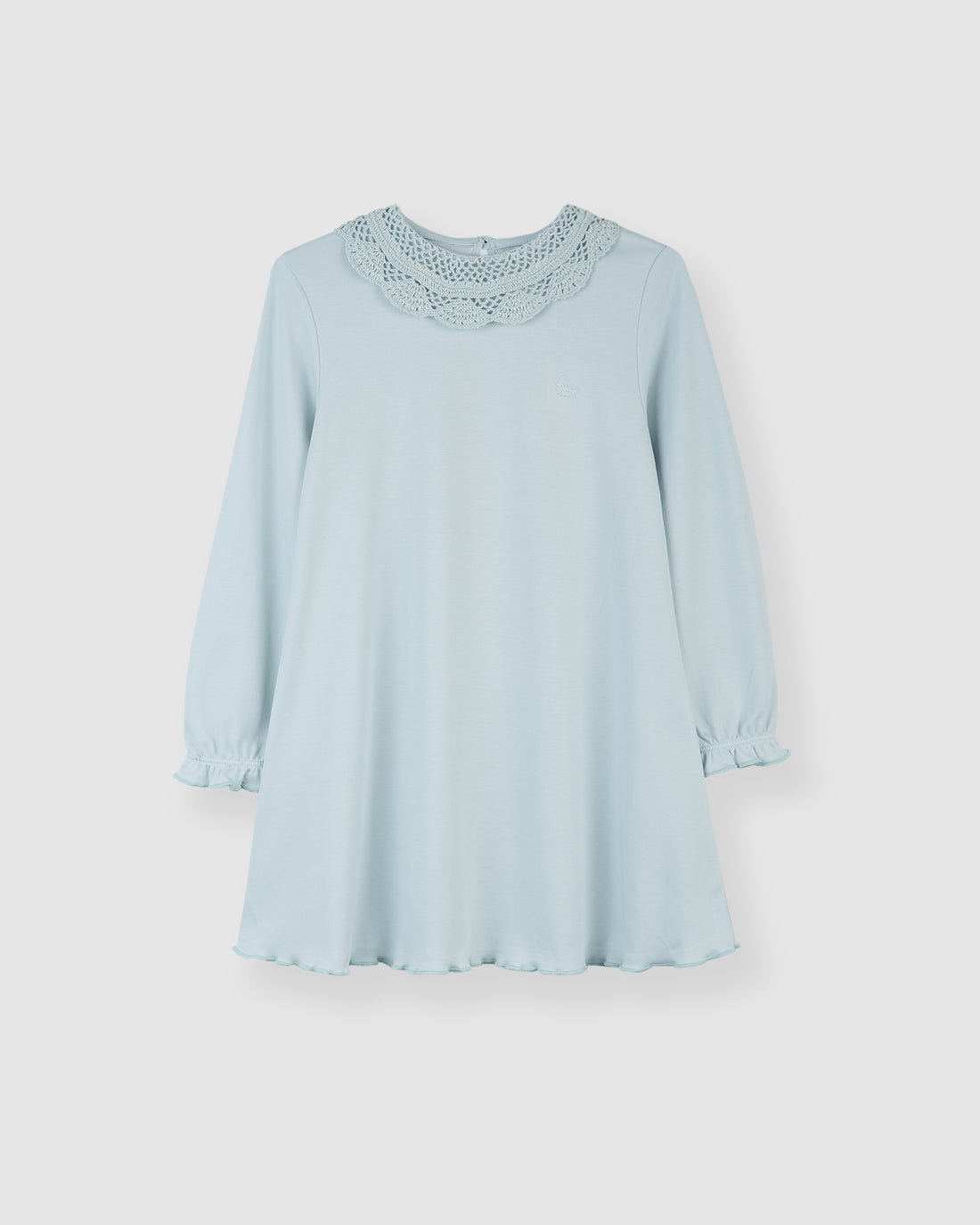 Camisón Niña Crochet Azul Manga Larga
