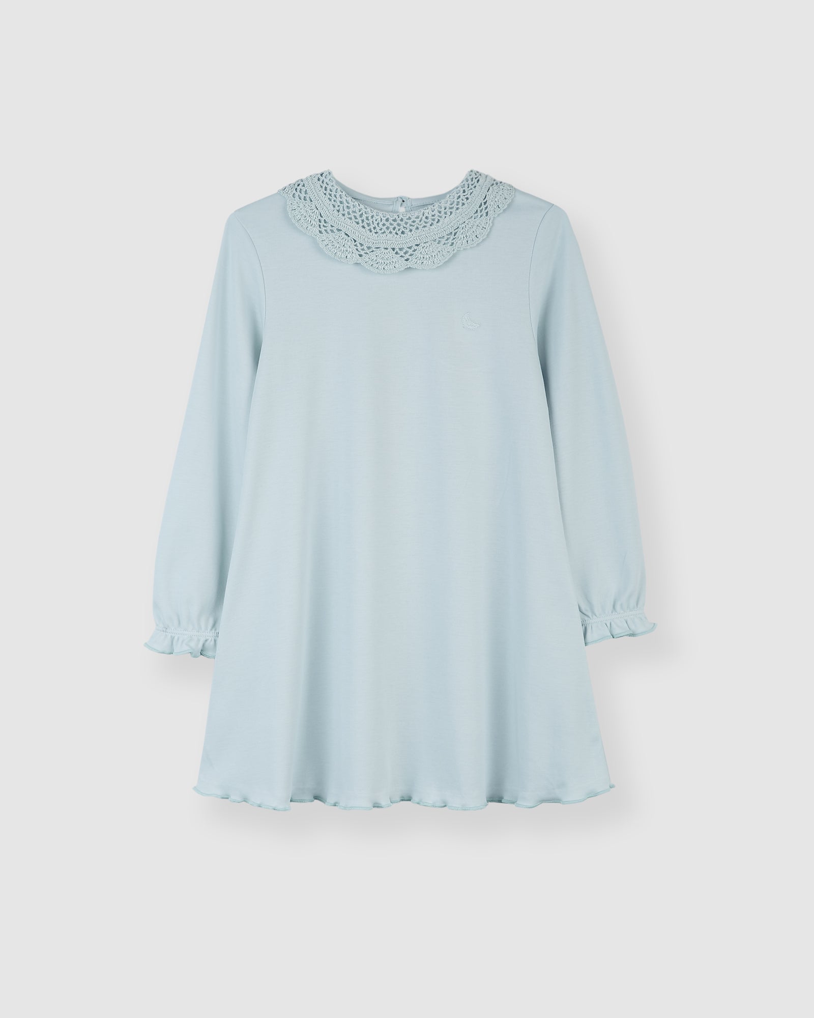 Chemise de nuit bleue à manches longues en crochet pour fille