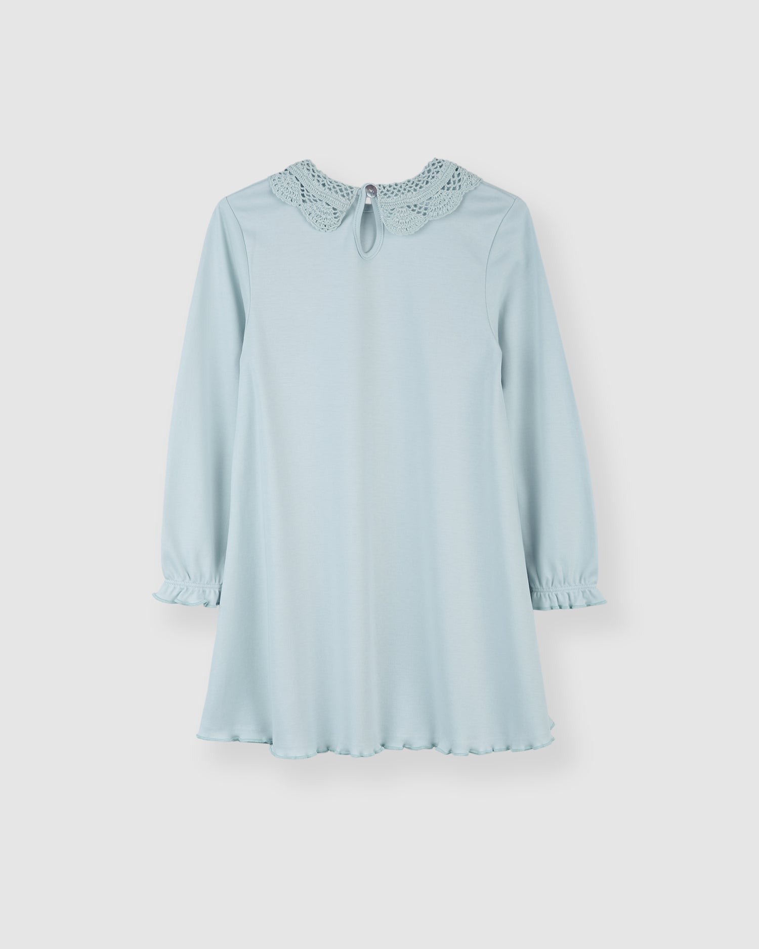 Chemise de nuit bleue à manches longues en crochet pour fille