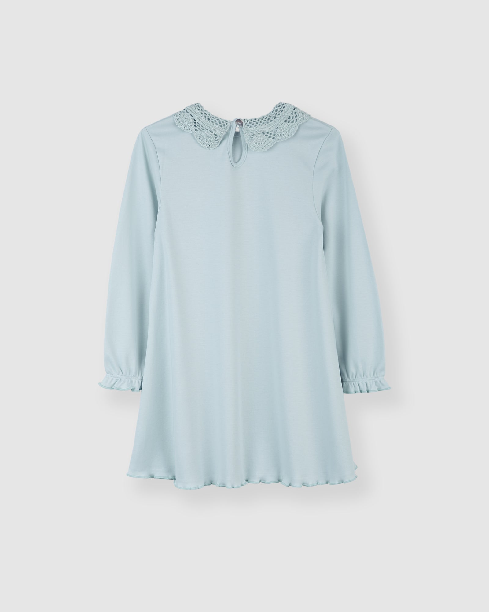 Chemise de nuit bleue à manches longues en crochet pour fille