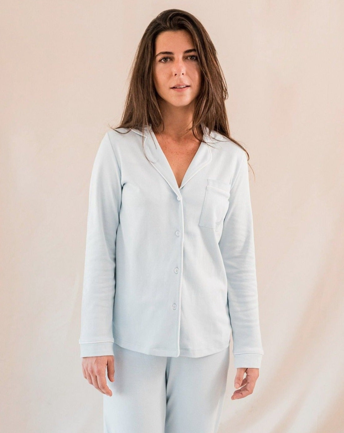 Pyjama chemise bleue pour femme