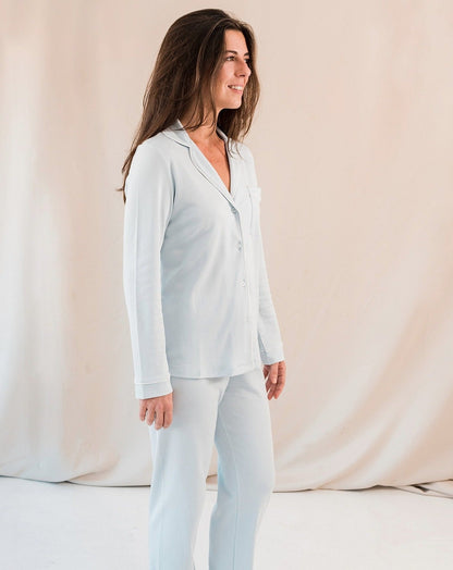 Pyjama chemise bleue pour femme