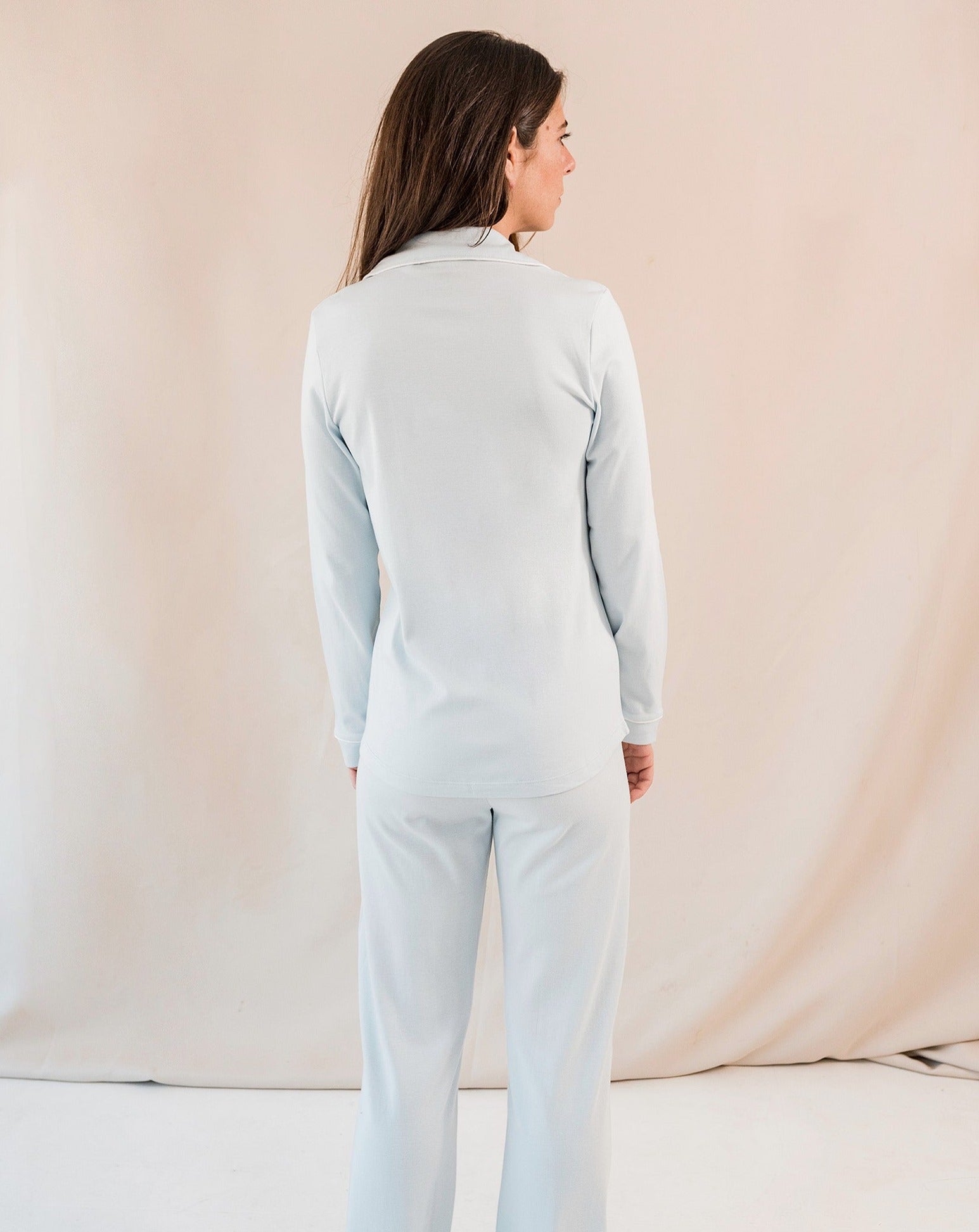 Pyjama chemise bleue pour femme